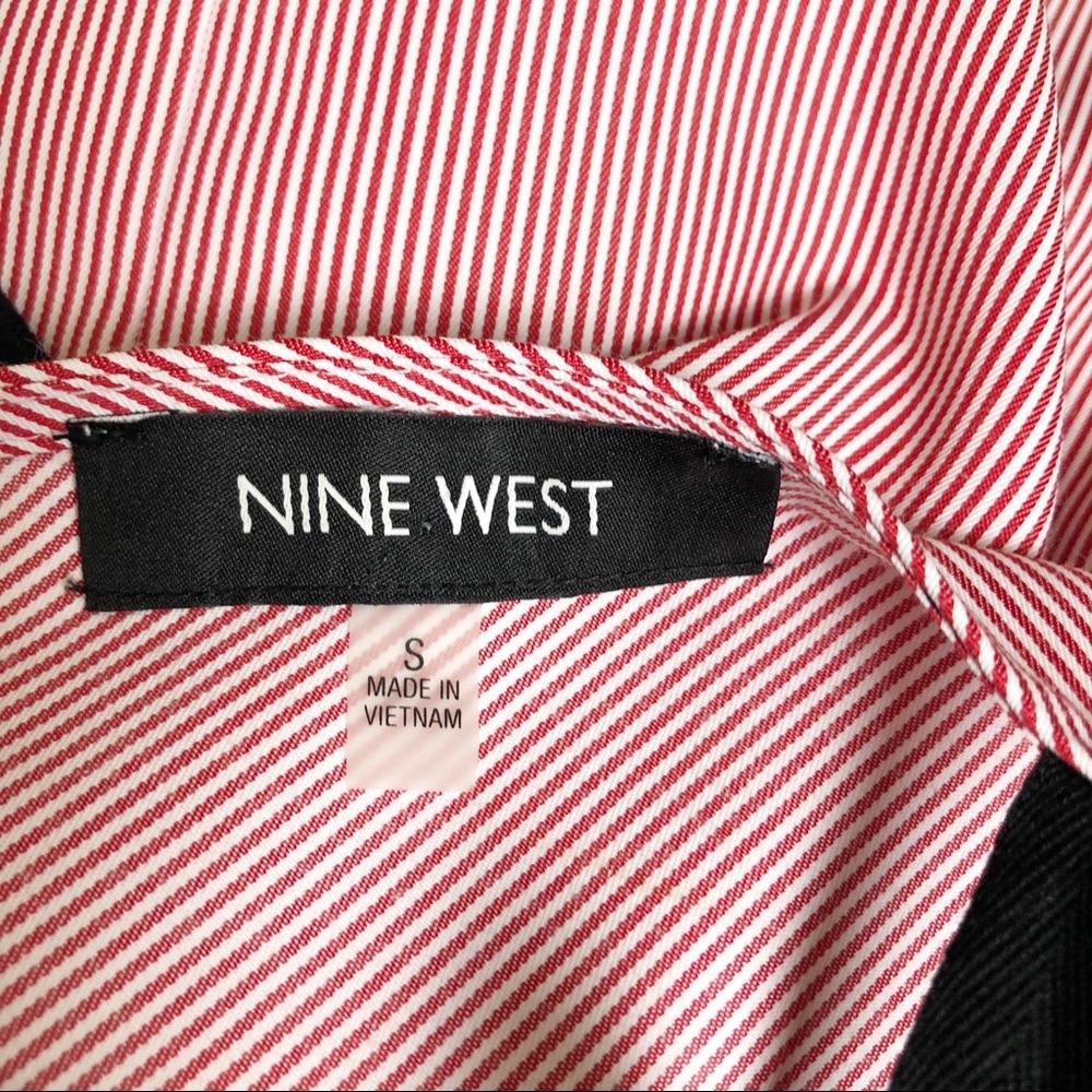 Nine West Red and White PinStripe Bell Sleeve Top | Small - Picture 10 of 14